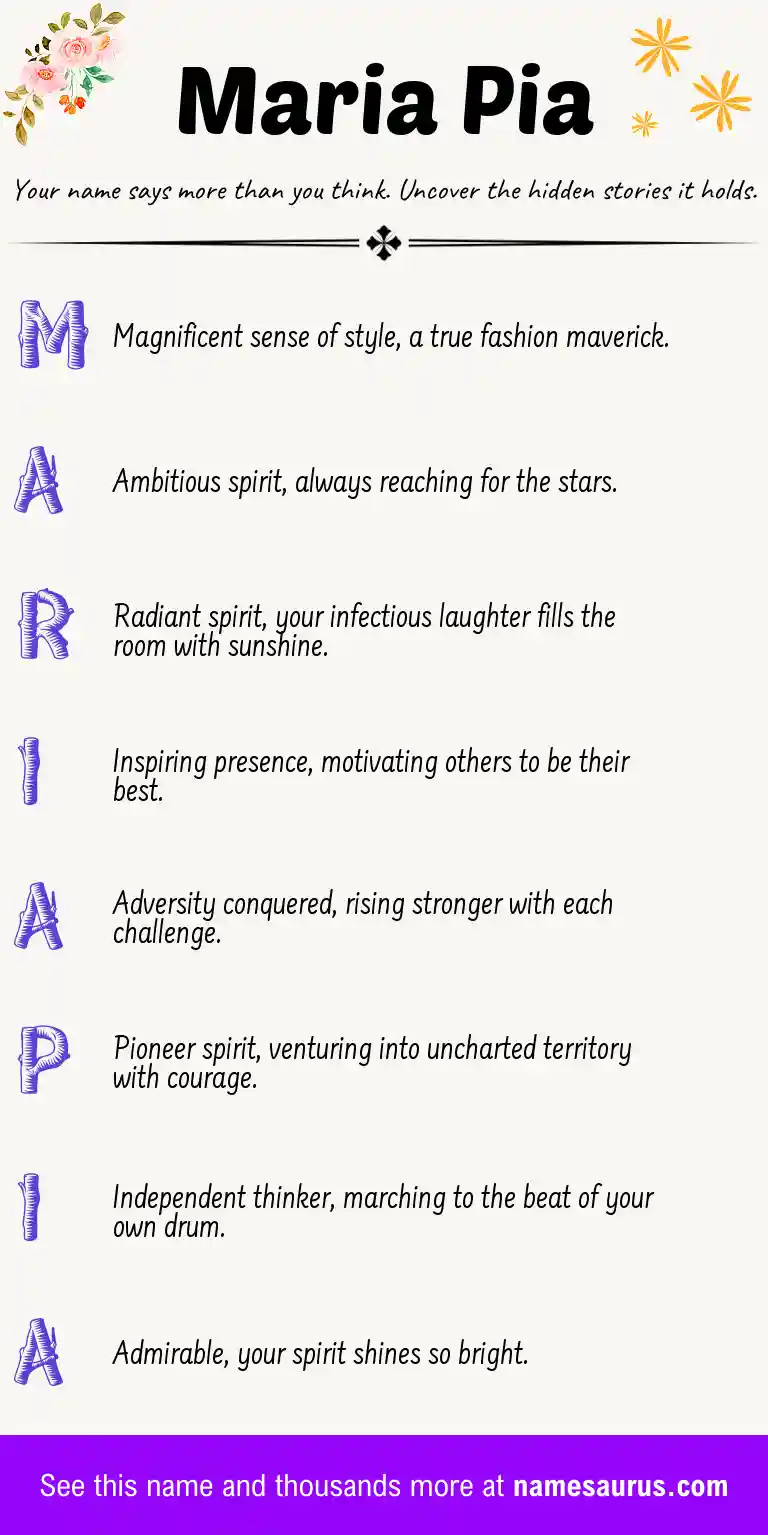 Acrostic poem about Maria Pia.